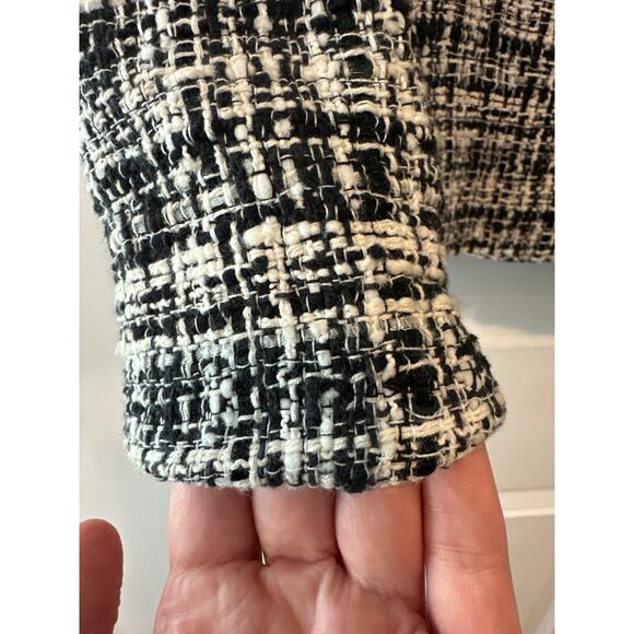 L’AGENCE Kenzie Black & Ivory Tweed Double-Breasted Blazer Size 4 - Picture 9 of 11